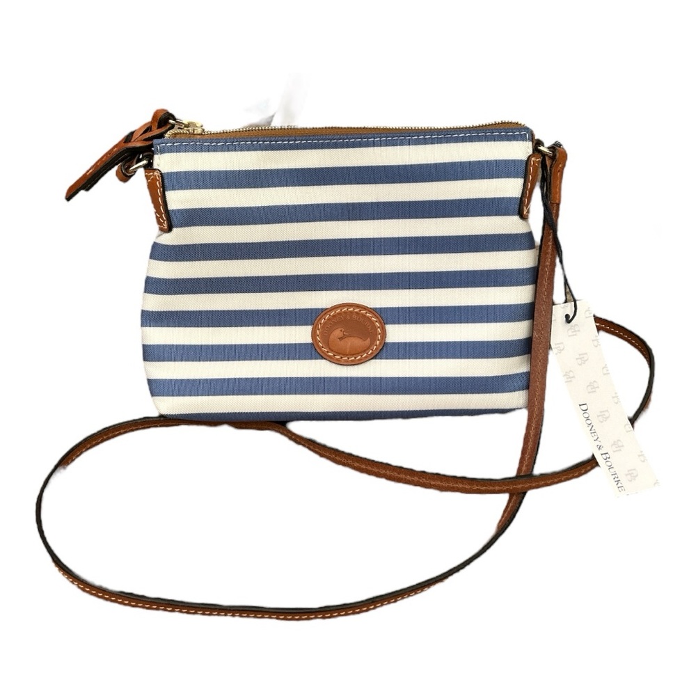 NWT Dooney and Bourke Sullivan Coated Cotton Lexi Crossbody Blue & White Stripe